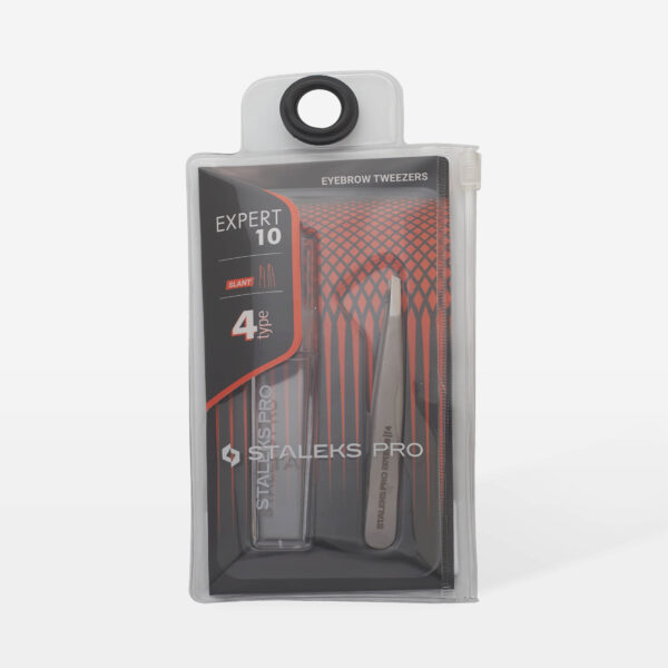 Пінцет для брів Staleks Pro Expert TE-10/4 (вузький скошений)