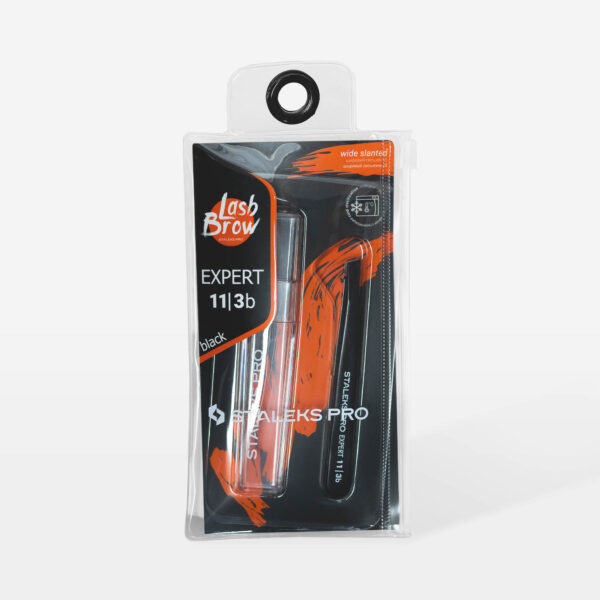 Пінцет для брів чорний Staleks Pro Expert TE-11/3b (широкий скошений)
