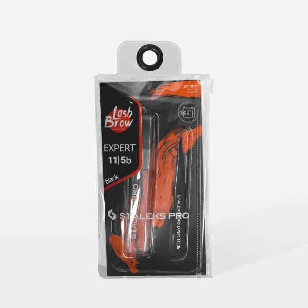 Пінцет для брів чорний Staleks Pro Expert TE-11/5b (точковий)